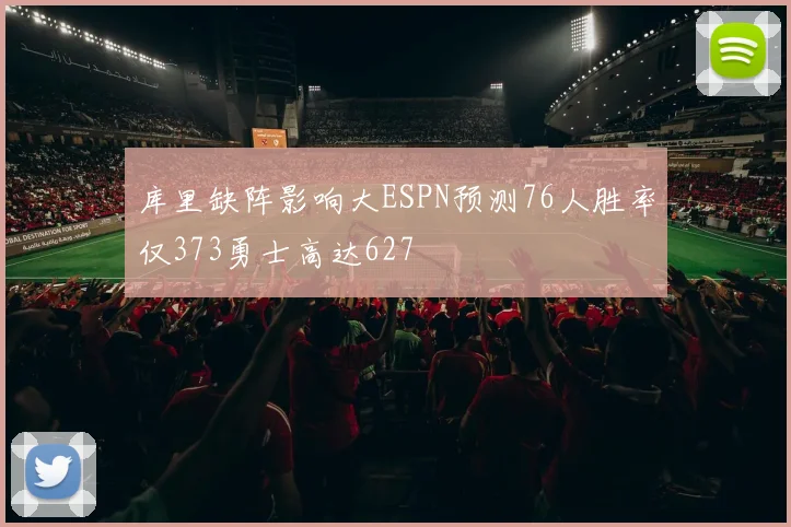 库里缺阵影响大ESPN预测76人胜率仅373勇士高达627